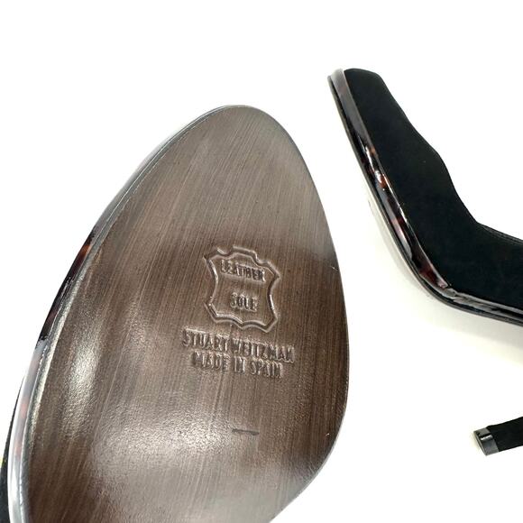Stuart Weitzman Black Stiletto Heel Pump Sz 7 Suede Almond Toe Mini Platform New - Picture 10 of 14